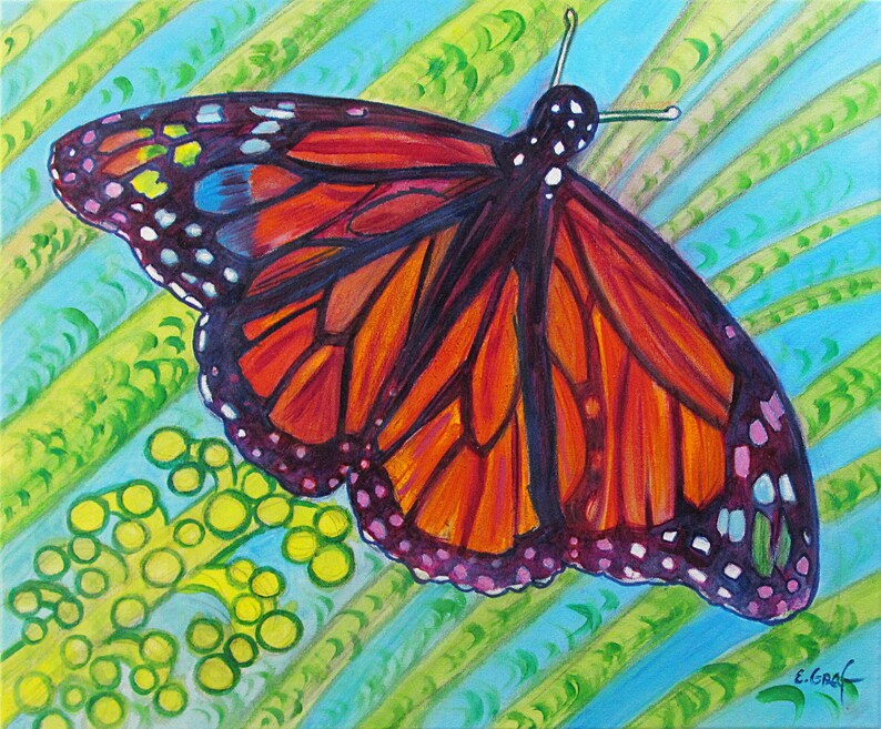 Crayola Butterfly 20 X 24 Inch Original Oil Painting by Etsy