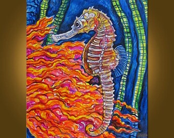 Seahorse Supreme -- 20 x 24 inch Original Oil Painting by Elizabeth Graf -- Art Painting, Art & Collectibles