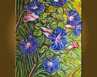 Morning Glories -- 20 x 24 inch Original Oil Painting by Elizabeth Graf on Etsy, Art & Collectibles, Art Painting