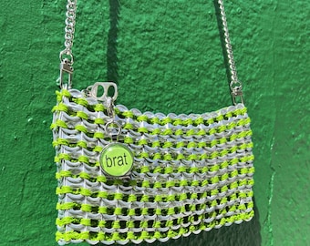 Brat Bag -- Lime Green Pop Tab Bag With Charm & Chain