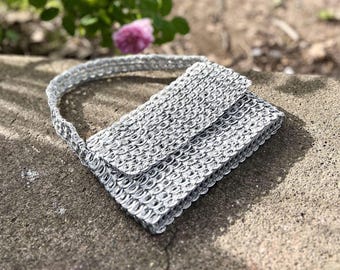 Y2K Bag Made From Soda Tabs | Silver FRANCISCA Shoulder Purse With Flap