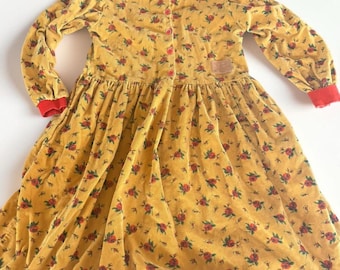 Sukienka sztruksowa Vintage De Santis w kwiaty dla dziewczynek, rozmiar 12, Montreal, Kanada