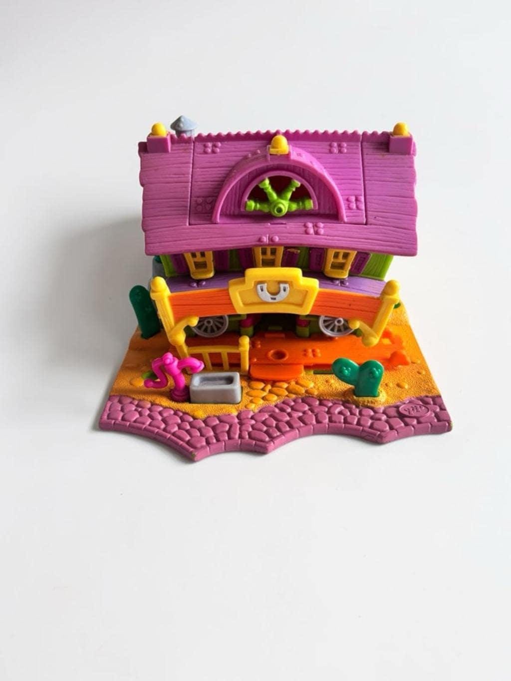 Vintage Bluebird Polly Pocket Western House, 1994 Compact Playset Pre-Mattel Collectible Toy