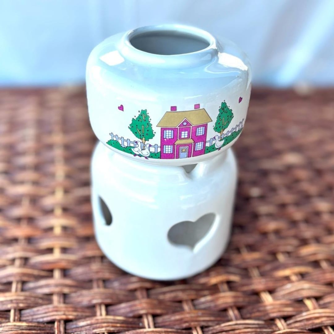 Vintage Ceramic Potpourri Burner With Heart Cutouts & Cottagecore House ...