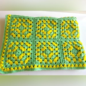 Crochet blue and yellow blanket