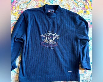 Moletom Vintage Alpine Outfitters Texturizado Azul Marinho Tamanho XL Nicholas Alexander