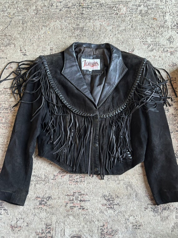 Vintage black crop leather jacket from the 70’s 10