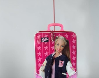 Vintage 1995 Mattel Barbie Pink Purple Small Kids Rolling Travel