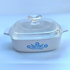 Vintage Corning Ware Blaue Kornblume A-1-B 1-Quart Quadratische Auflaufform mit Deckel