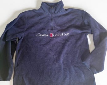 Sudadera polar Iowa USA para hombre, talla M, estilo vintage, con cremallera hasta el cuarto.