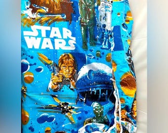 Vintage 1977 Star Wars Fitted Sheet Single/Twin Size Retro Blue Space Print