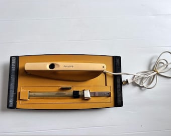 Cuchillo eléctrico para trinchar Philips vintage, electrodoméstico de cocina de mediados de siglo | Color crema y amarillo mostaza