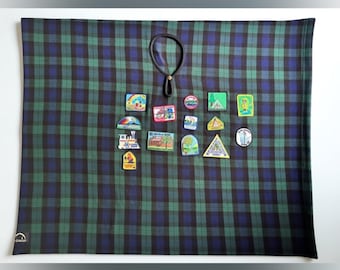 La Cordée Plaid Poncho One Size Vintage Patch Camping Outdoor Cape