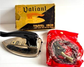 Vintage Valiant Travel Iron with Original Box. Works
