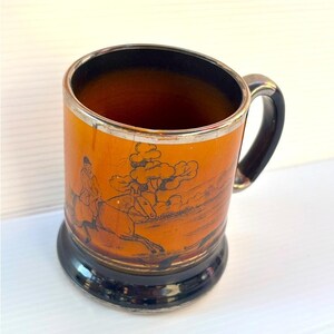 Vintage Arthur Wood Mug, Hunting Scene, Silver Rim - 1950s English Pottery Collectible