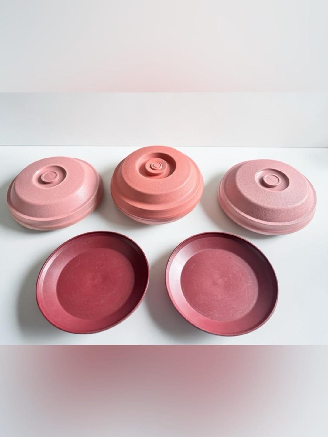 Vintage Aladdin Temp Rite Insulated Bowls Set Pink Red Retro USA - Etsy