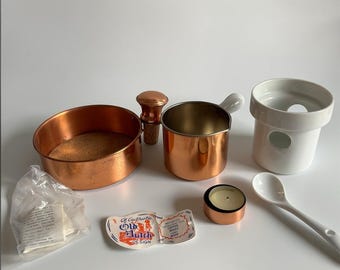 Vintage Old Dutch Copper Fondue Pot Set Taiwan Warming Set