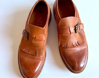 Vero Cuoio Men's Leather Loafers Brown with Tassel Size 42