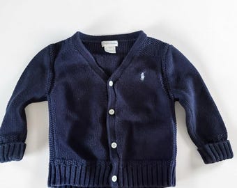 Cárdigan de punto azul marino para bebé Ralph Lauren, talla 24M, clásico