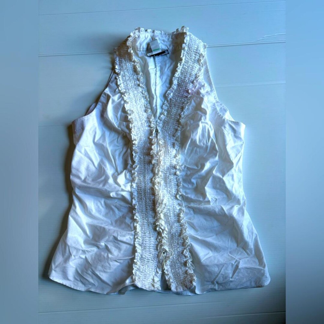 Joseph Ribkoff Ruffle White Blouse - Etsy