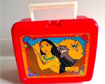 RARE Pocahontas Lunch Box Disney Plastic (Missing Thermos) - Red Color
