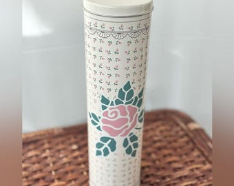Vintage Meister Floral Tin Canister 12 Inch Cottage Kitchen