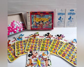 Vintage Disney Bingo Game 1992 Milton Bradley Mickey & Friends Kids Game