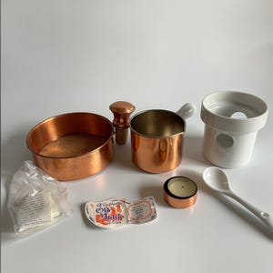 Vintage Old Dutch Copper Fondue Pot Set Taiwan Warming Set