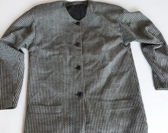 Chaqueta de lana vintage para mujer, blazer minimalista con lazo en la espalda, talla 4