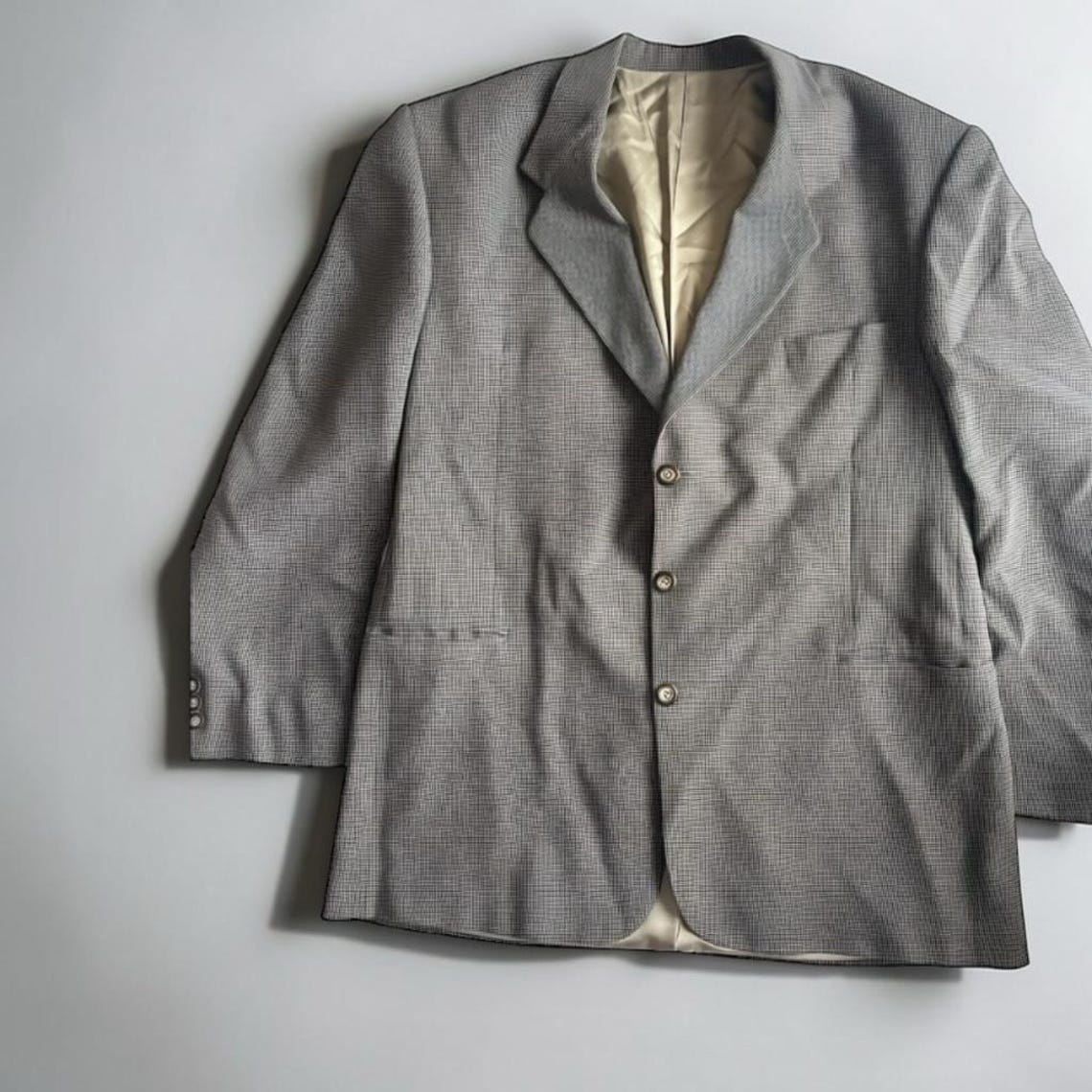 Vintage Men's Houndstooth Blazer Jacket Made in Canada, Gray Micro-Pattern | Tailored Sport Coat, photo 1 sur 5