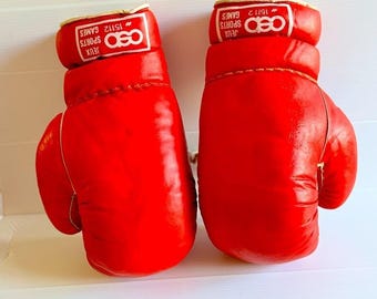 Vintage 1970s Red Leather Boxing Gloves