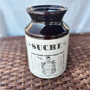 Vintage Abenakis Sucre Pottery Crock –Handcrafted Canada Brown & Cream Sugar Jar