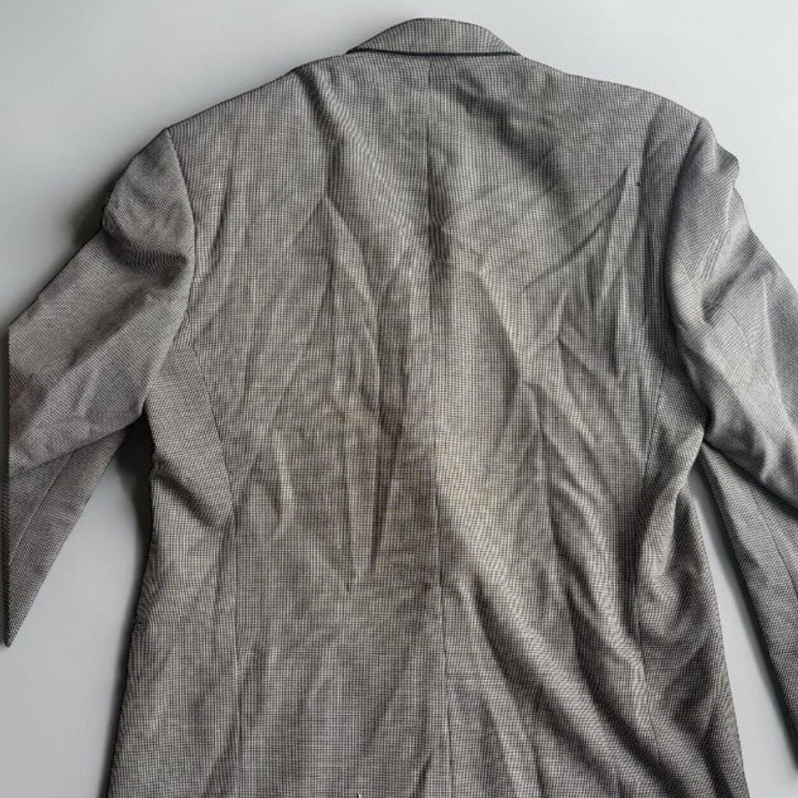 Vintage Men's Houndstooth Blazer Jacket Made in Canada, Gray Micro-Pattern | Tailored Sport Coat, photo 2 sur 5