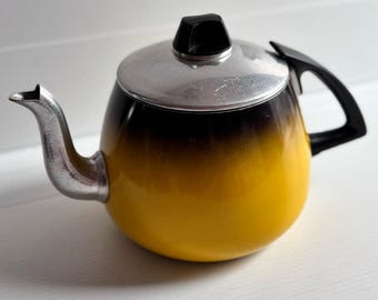 Tetera retro de los años 70, color amarillo degradado, 6 tazas, Canadá