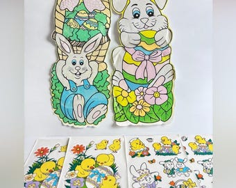Vintage Easter Window Clings Lot for 90s Holiday Easter Decor