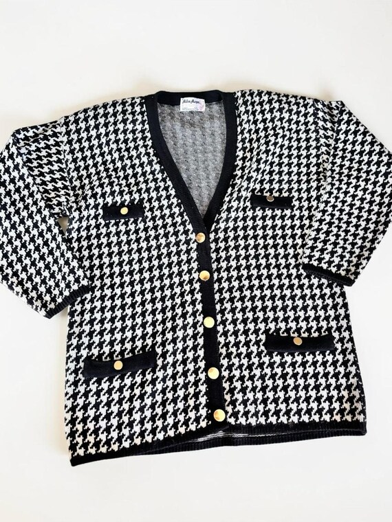 Vintage Helen Harper Houndstooth Cardigan Sweater Canada S