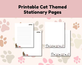 Printable Cat Stationery – Kawaii Note Pages (Digital Download)