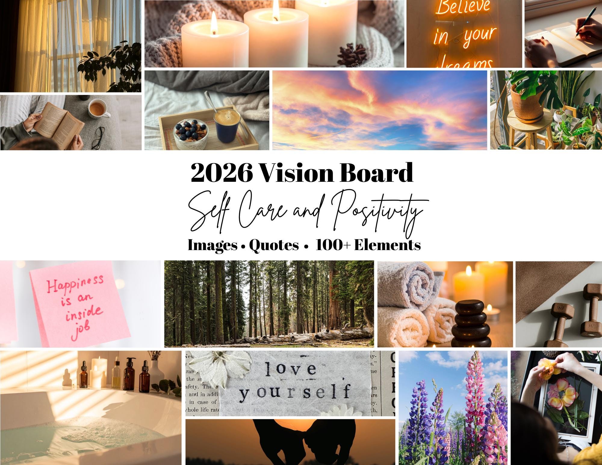 Self Care and Positivity Vision Board Kit - Emotional Wellness -soft ...