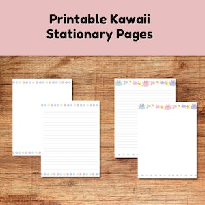 15 páginas de papelaria kawaii para imprimir – papel de carta fofo e estético, download digital, PDF 8,5x11 para diário, cartas e anotações