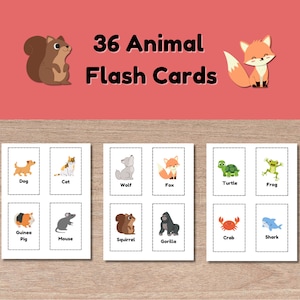 Cartes flash animaux imprimables pour enfants - téléchargement numérique