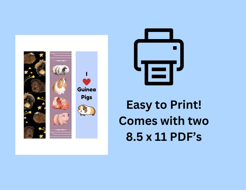Guinea Pig Bookmarks Printable Set of 6 - Etsy