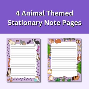 Pagine di cancelleria con simpatici animali / Download digitale / Carta da scrivere stampabile