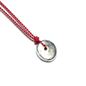 Solid .999 Pure Silver Shibui Charm Necklace On Unbreakable Cord, Wabi Sabi Chic Silver Droplet, Minimalist, Handmade Charm in USA, On Card