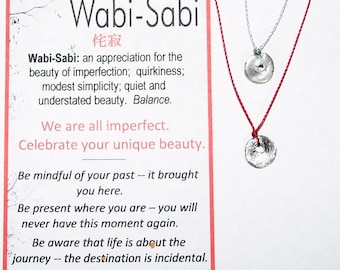 Solid 99.9% Pure Silver Shibui Charm Necklace On Unbreakable Cord, Wabi Sabi Chic Silver Droplet, Minimalist, Zen, Handmade Charm, On Card