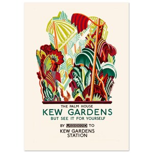 1926 - Cartel turístico vintage del metro de Londres, "Kew Gardens" imagen 5