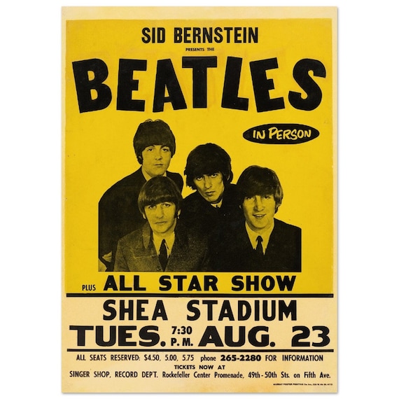 1966 - Beatles Shea Stadium Concert Poster - Etsy