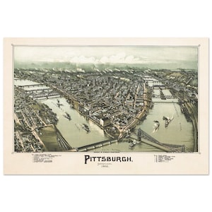 Vintage print: 1902 panoramisch uitzicht op Pittsburgh (Pennsylvania)