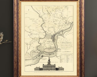 1777 - Vintage Map, A Plan of the City and Environs of Philadelphia
