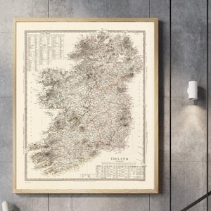 1844 - Vintage Karte von Irland