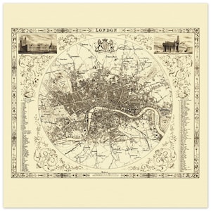 1845 - Landkarte von London, Ursprünglich in Österreich erschienen